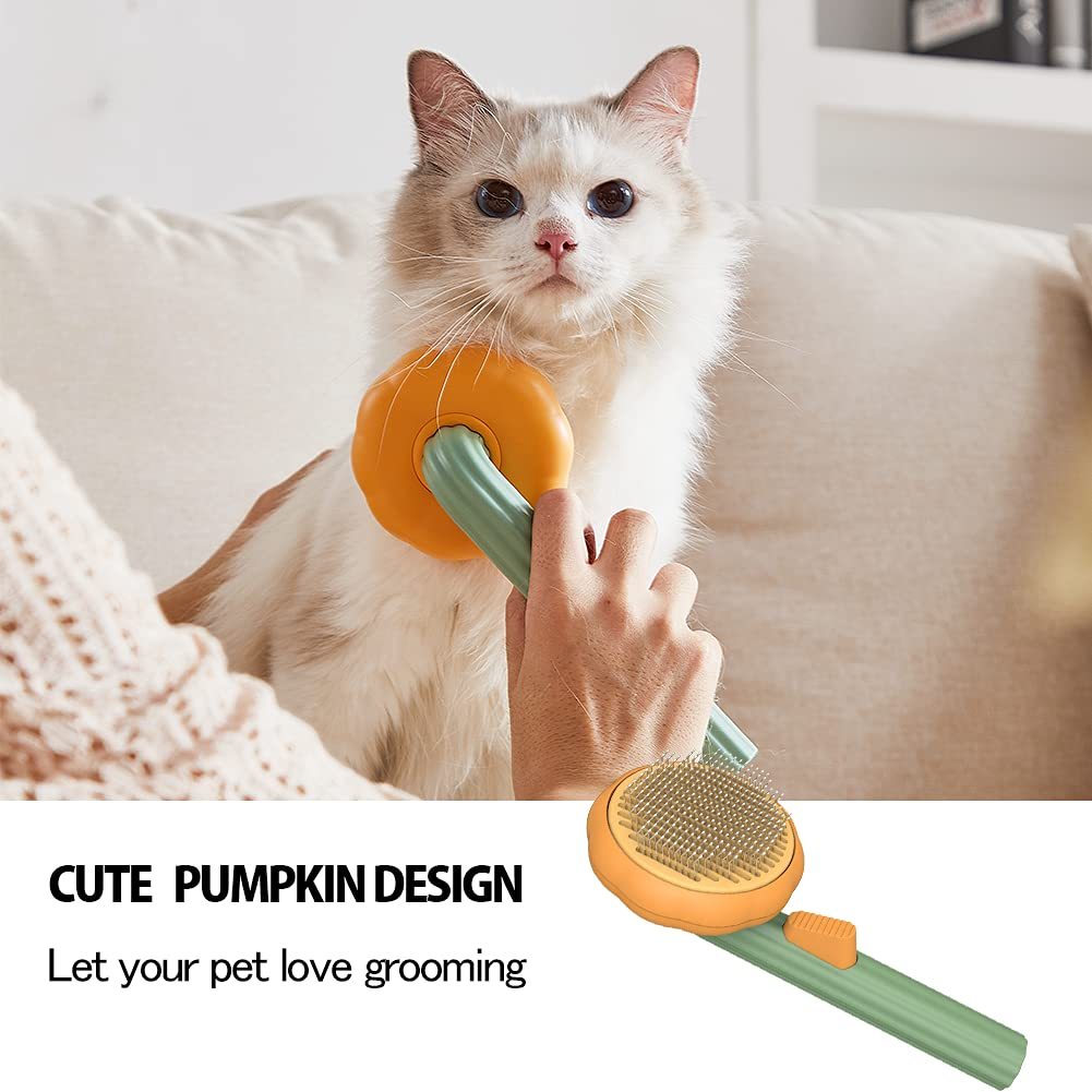 Pet Pumpkin Brush, Pet Grooming Self Cleaning Slicker Brush For Dogs, Cats, Rabbits...