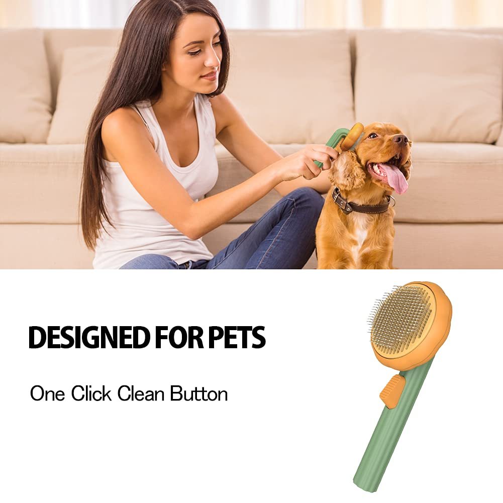 Pet Pumpkin Brush, Pet Grooming Self Cleaning Slicker Brush For Dogs, Cats, Rabbits...
