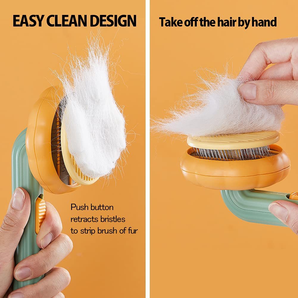 Pet Pumpkin Brush, Pet Grooming Self Cleaning Slicker Brush For Dogs, Cats, Rabbits...