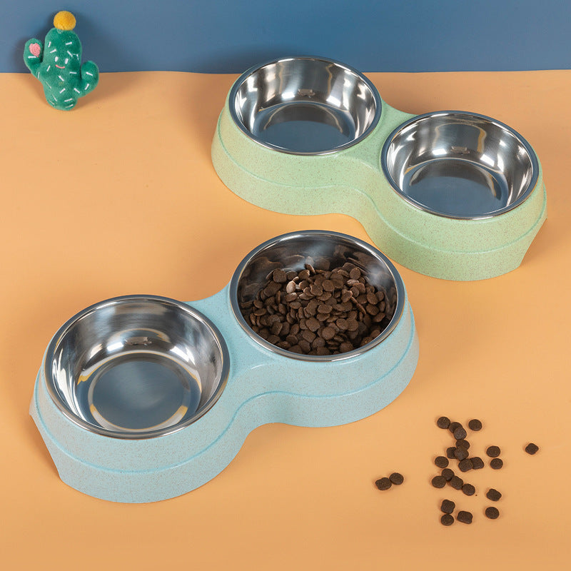 Double Pet bowls for pet's Food & Water. A Stainless Steel Pet  Feeder.
