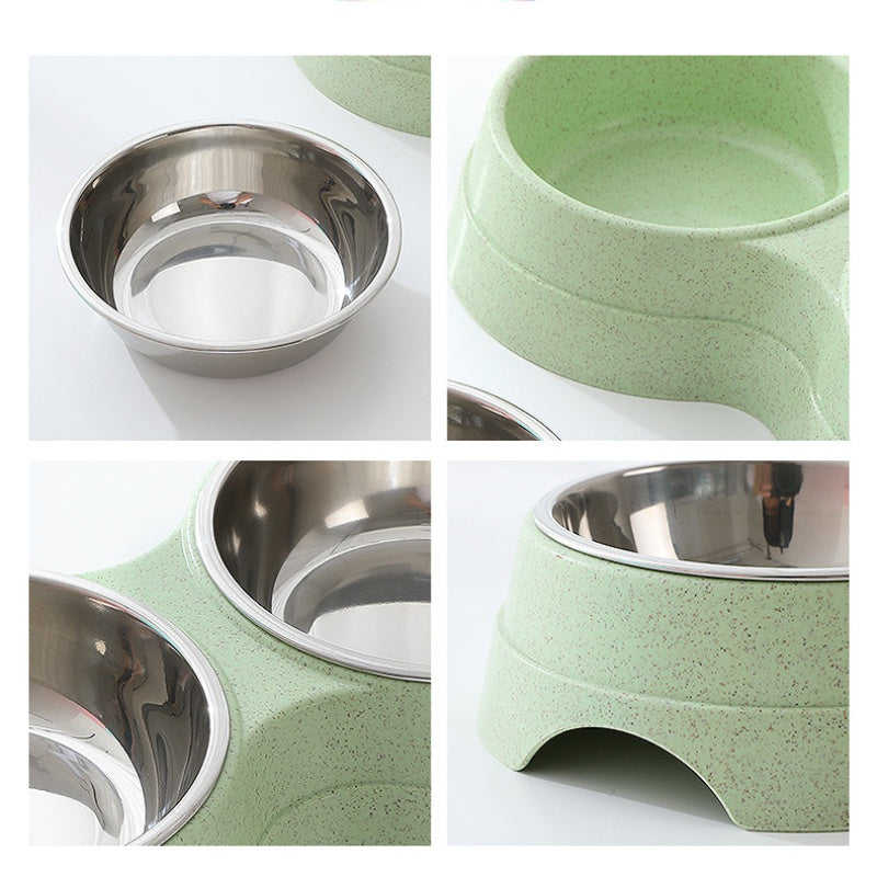 Double Pet bowls for pet's Food & Water. A Stainless Steel Pet  Feeder.