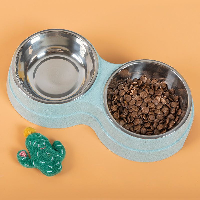 Double Pet bowls for pet's Food & Water. A Stainless Steel Pet  Feeder.